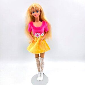 1995 Fashion Avenue Barbie Doll Blonde 15833 Mattel Mod Go Flower Pink Read